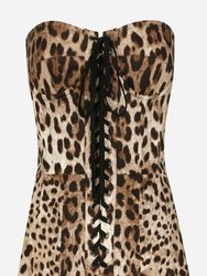 Leopard-Print Drill Shaper Corset With Laces