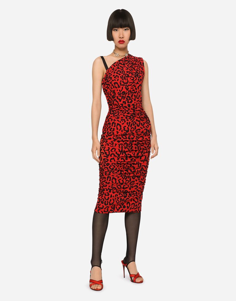 Leopard Print Jersey Dress - Red Leopard