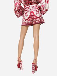 Majolica Print Poplin Shorts