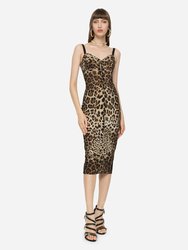 Marquisette Calf-Length Dress - Leopard