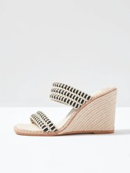 Abigal Double Strap Wedge In Black/White - Black/White