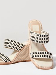 Abigal Double Strap Wedge In Black/White
