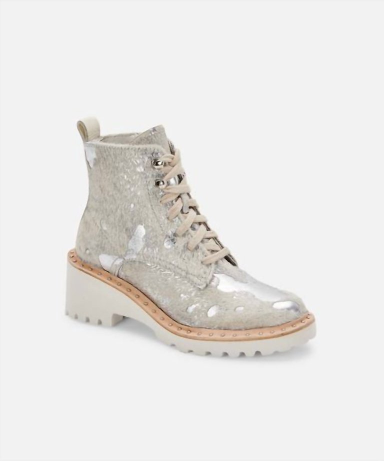 Hinto Boots - Silver Metallic Calf Hair