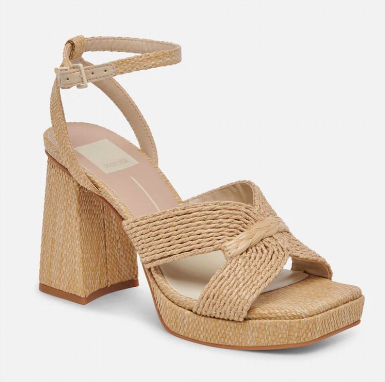 Women Aries Heel Sandal In Light Natural Raffia - Light Natural Raffia