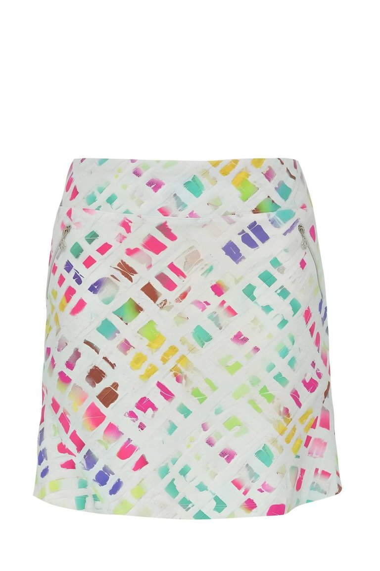 Golf Skort - White/Pink/Green - White/Pink/Green