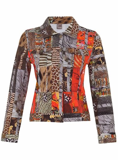 DOLCEZZA Red Black Quilt Button Front Jacket In Animal Multi product