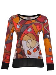 Simply Art Heart Leaves Tunic Top - Multi Color
