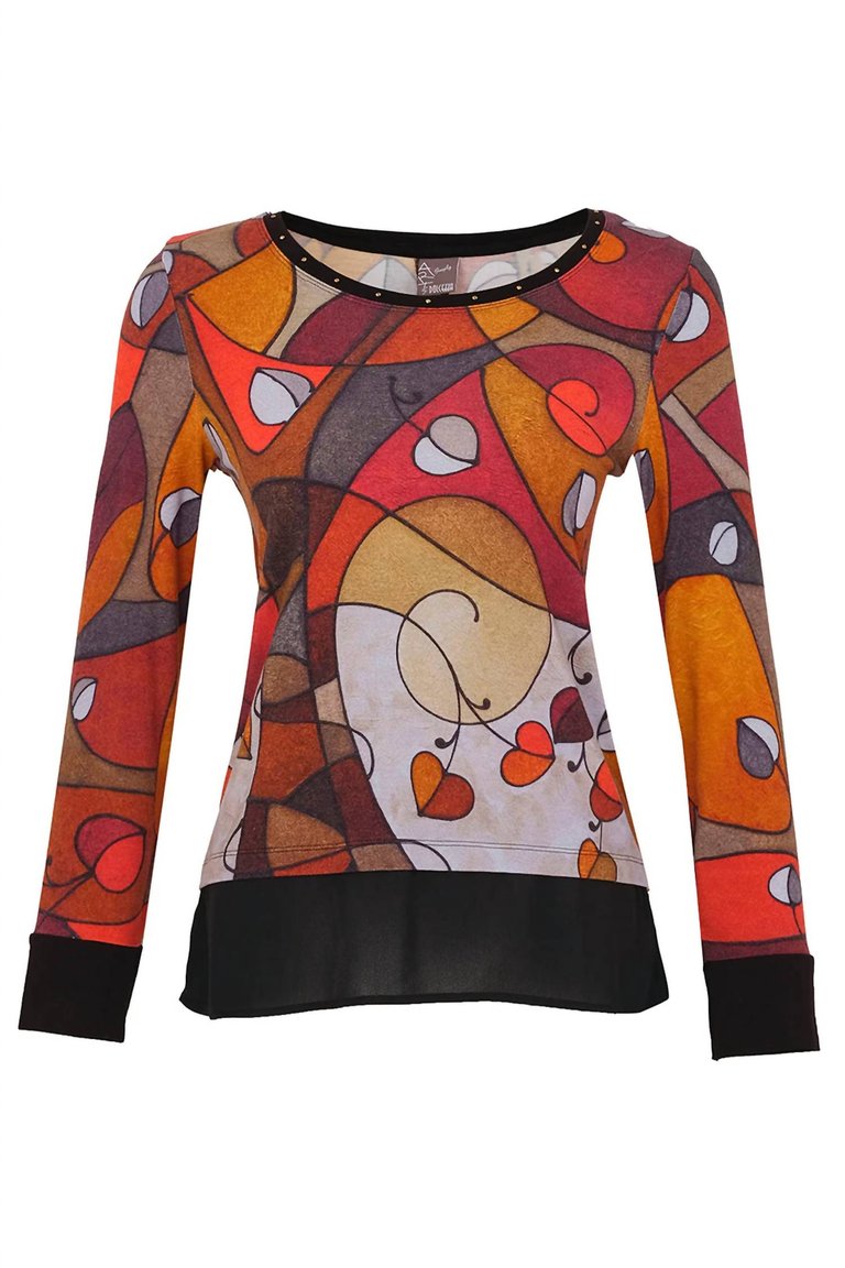 Simply Art Heart Leaves Tunic Top - Multi Color