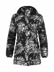 Woven Coat With Hood - Black/Silver