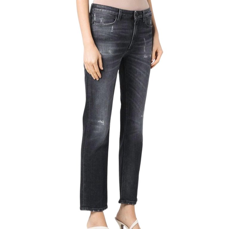 Allie Stonewashed Jean In Washed Black - Washed Black