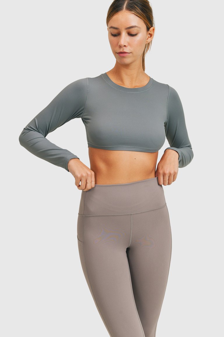 Cici Seamless Cropped Top - Desert Sage