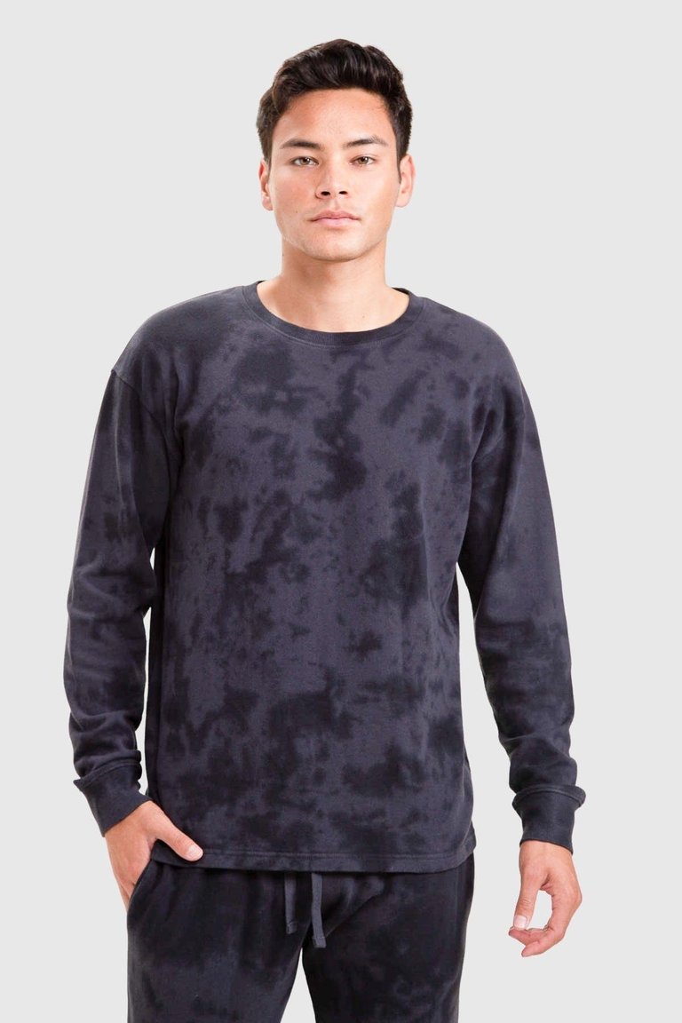 Eclipse Tie-Dye Long-Sleeve Top - Dark Grey/Black