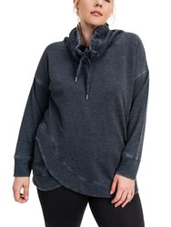 Fia Cowl Neck Sweatshirt Curvy - Black