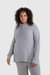 Fuzzy Cowl Neck Pullover Curvy - Grey