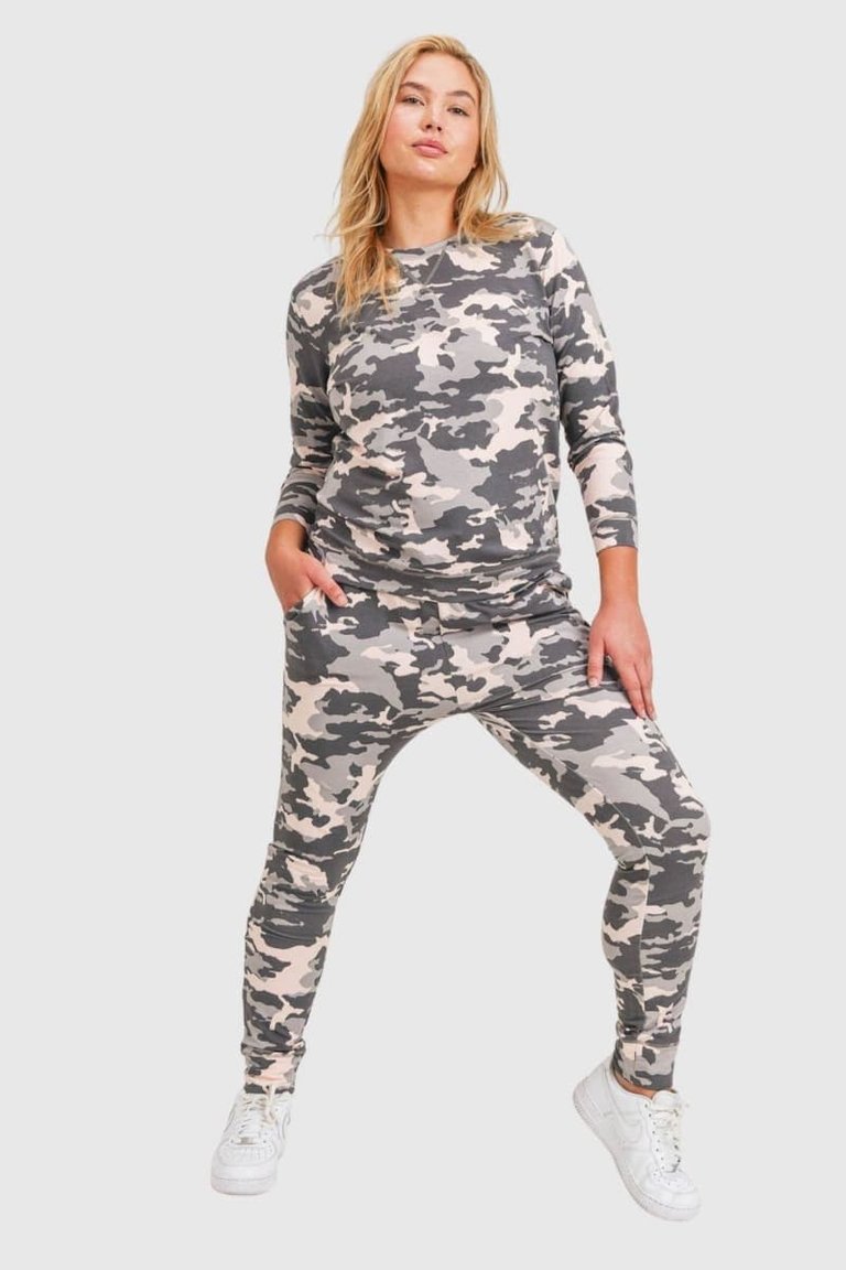 Gretchen Camo Pullover Curvy - Grey