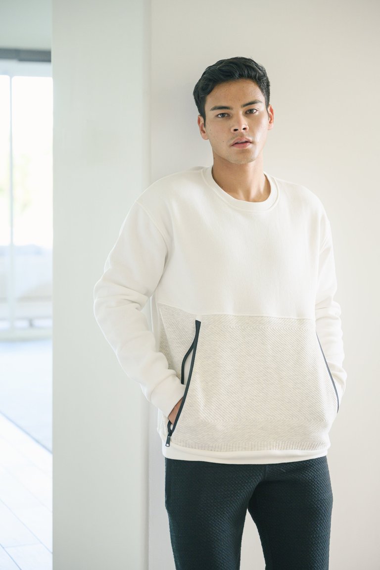 Half Quilted Pullover - White