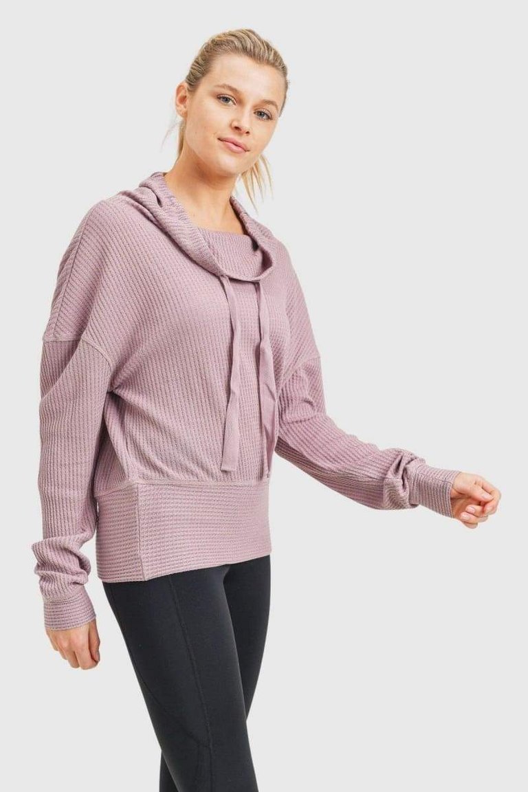 Leila Waffle Pullover - Dusty Pink