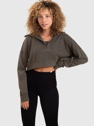 Lydia Cropped Waffle Pullover