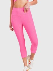 Rose Jacquard Capri Leggings - Hot Pink