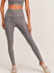 Starry Night High-Rise Leggings - Copper Star Print