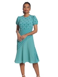 Donna Morgan Myla Dress - Aqua/Deep Teal