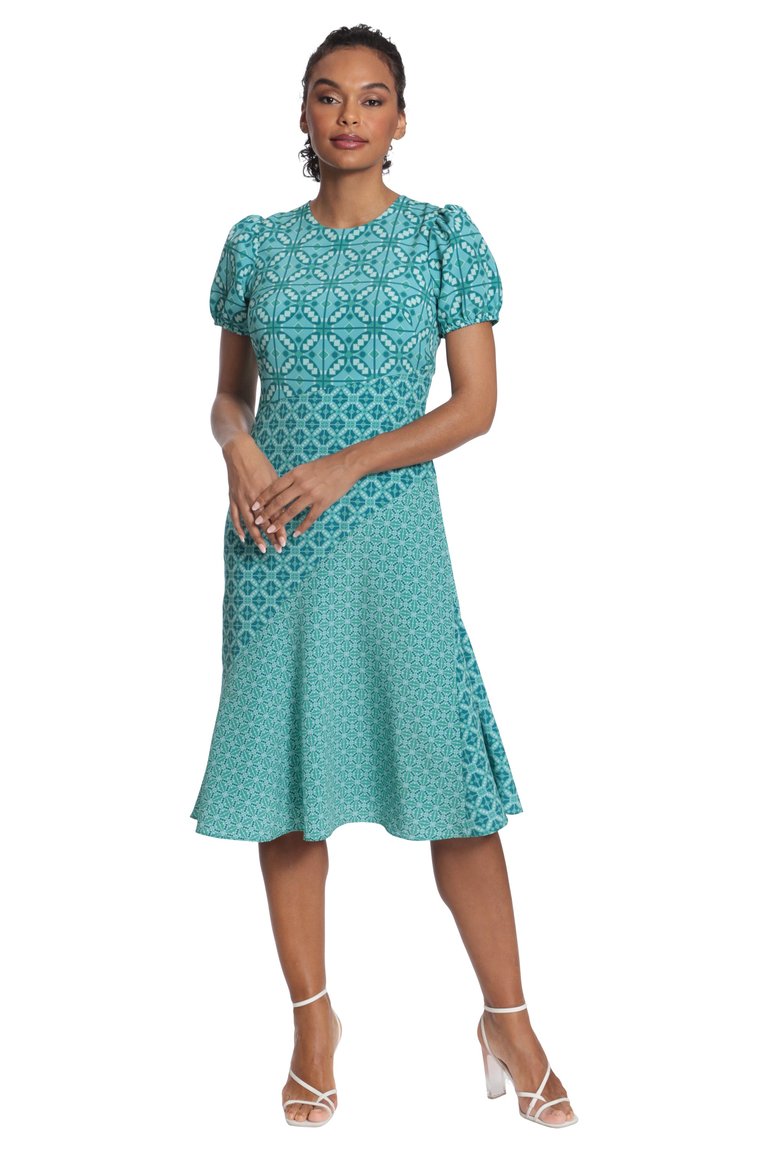 Donna Morgan Myla Dress - Aqua/Deep Teal