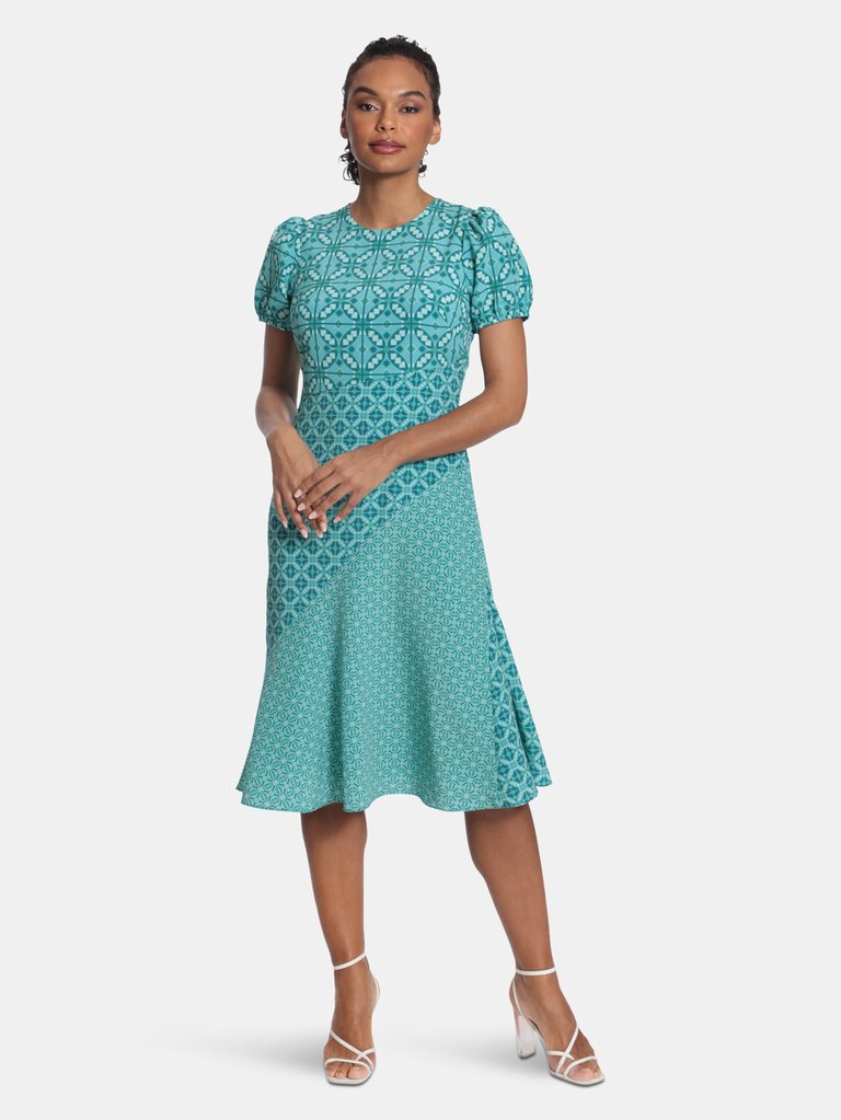 Donna Morgan Myla Dress - Aqua/Deep Teal