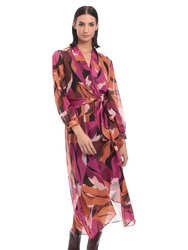 Harley Wrap Dress - Black/ Hot Fuchsia