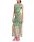 Printed Mesh-Overlay Maxi Dress