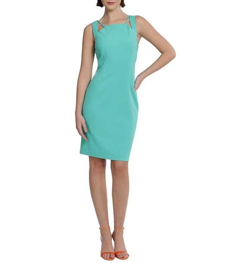 Stretch Sleeveless Cut-Out Sheath Dress - Atlantis