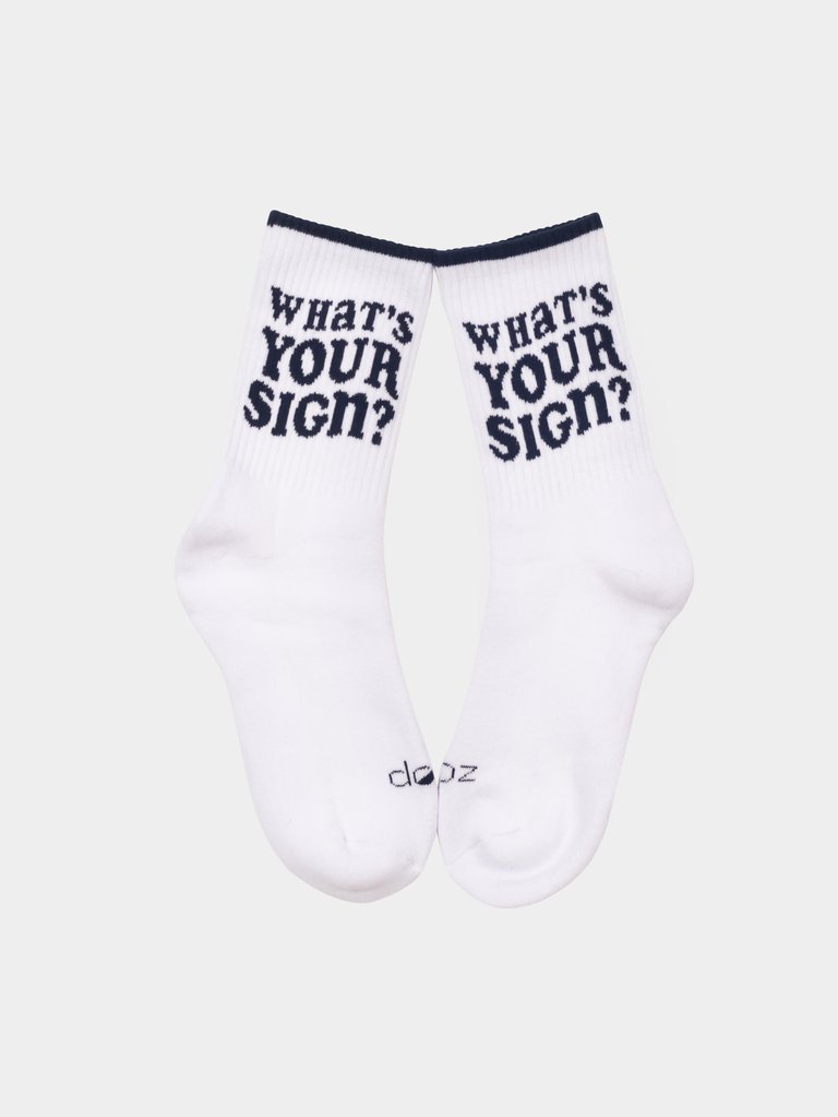 What's Your Sign?™ Socks - White/Navy