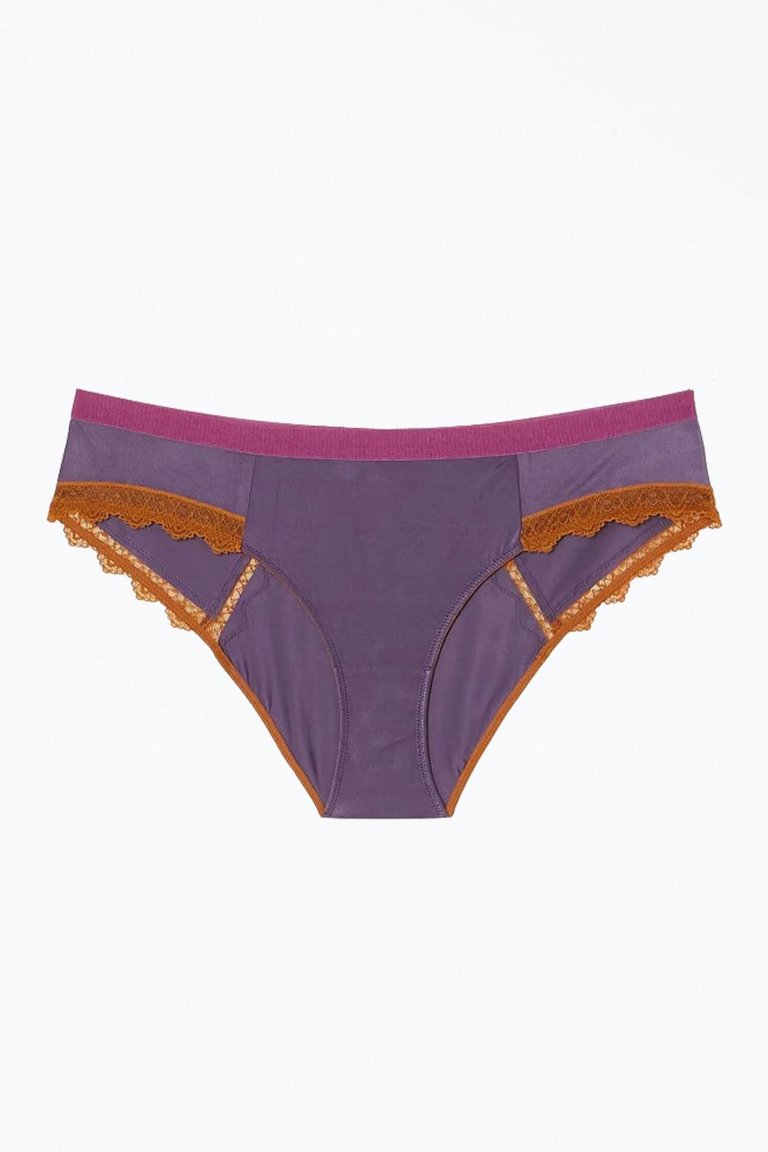 Aralie Lace Trim Knicker In Dark Purple - Dark Purple