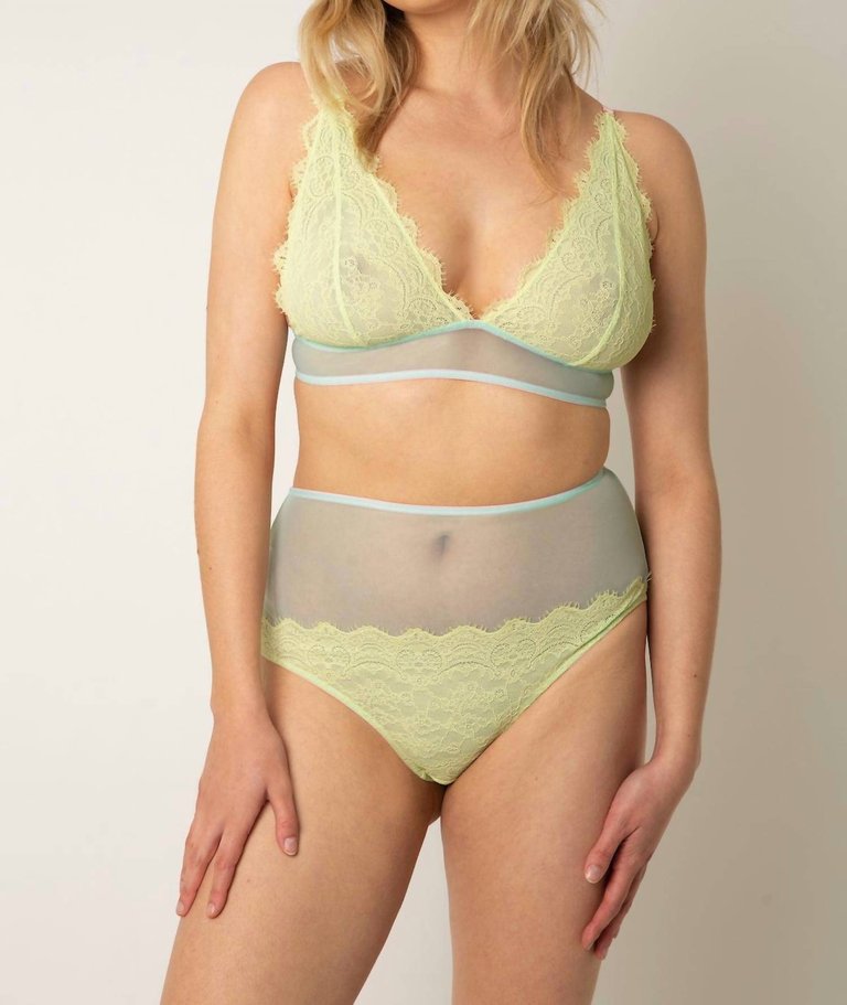 Emelie Lace High Waist Knicker In Lime/Sky Blue/Baby Pink - Lime/Sky Blue/Baby Pink