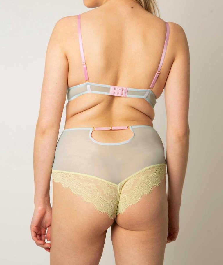 Emelie Lace High Waist Knicker In Lime/Sky Blue/Baby Pink