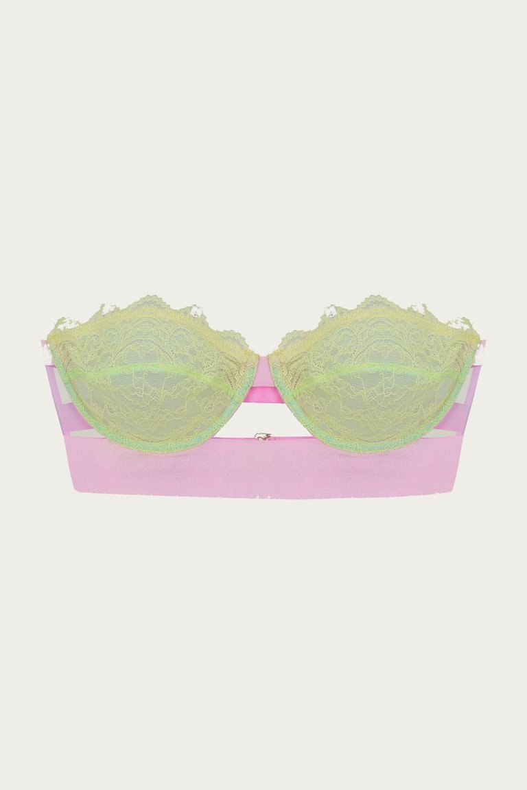 Emelie Lace Strapless Bra In Lime/Sky Blue/Baby Pink - Lime/Sky Blue/Baby Pink