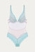 Iris High Apex Bodysuit In Pastel Sage/peach/dusky Lilac