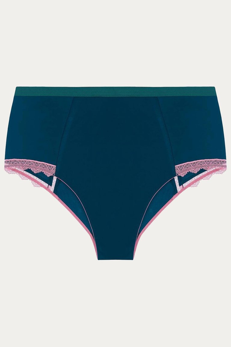 Ivy High Waist Knicker In Peacock/Sea Green/Dusty Rose - Peacock/sea Green/dusty Rose