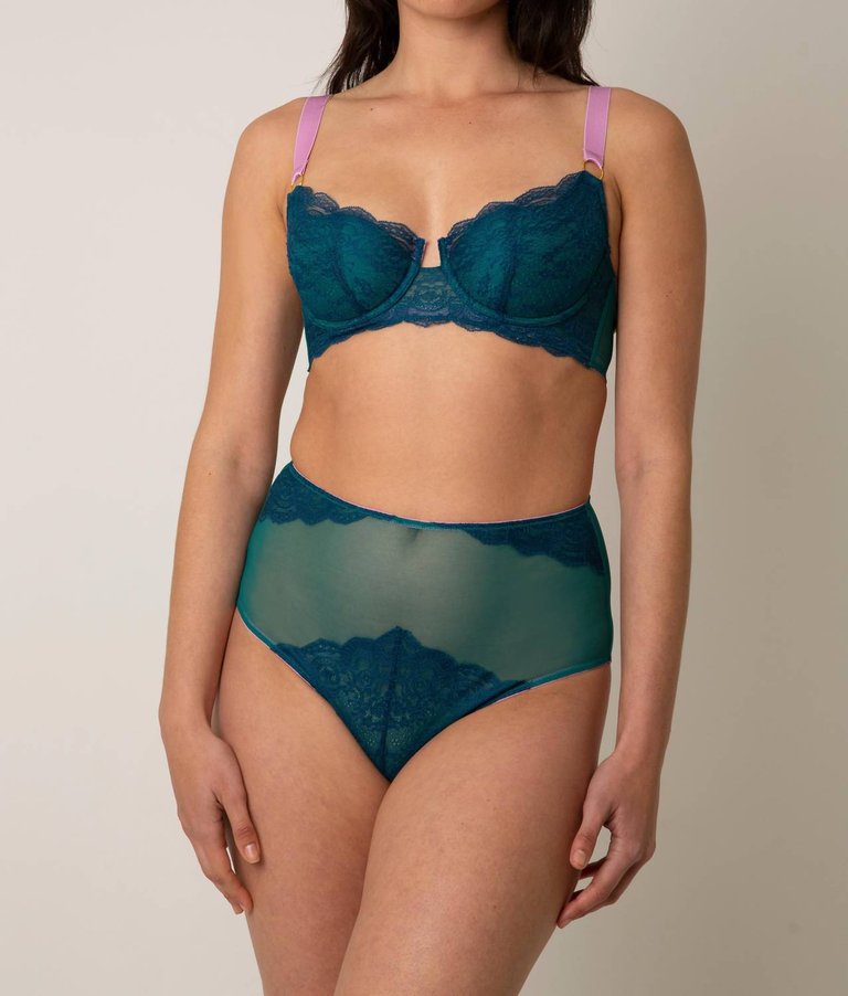 Lila Lace Balconette Bra In Peacock/Jade/lavender - Peacock/Jade/Lavender