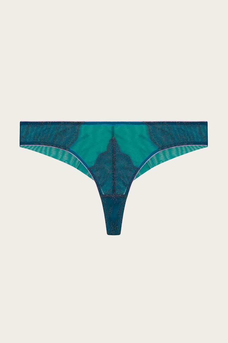 Lila Lace Knicker Panty In Peacock/Jade/Lavender - Peacock/jade/lavender