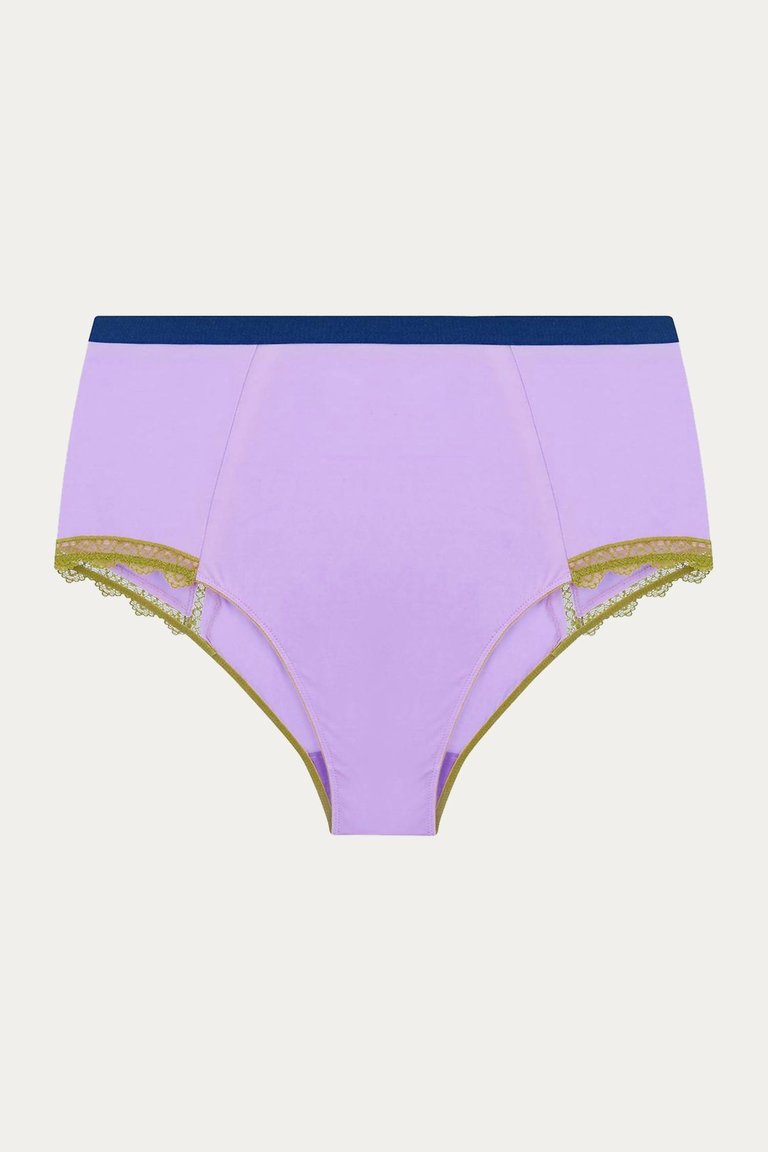 Lily High Waist Knicker In Orchid/Moss Green/Deep Navy - Orchid/Moss Green/Deep Navy