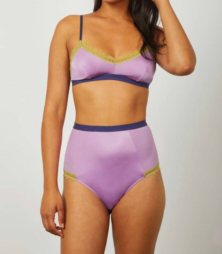 Lily High Waist Knicker In Orchid/Moss Green/Deep Navy