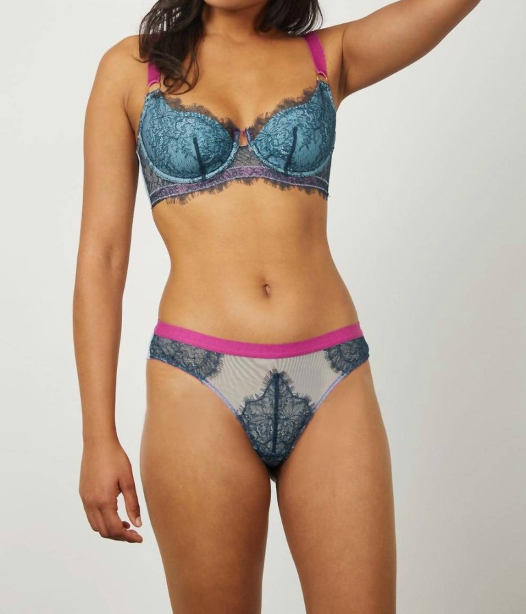 Maria Seamless Knicker In Teal/pastel Blue/rose Pink