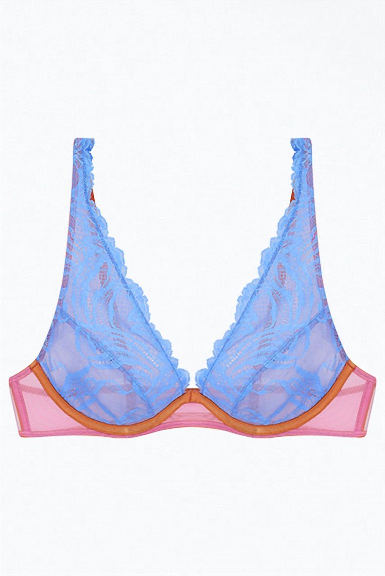 Penelope Lace High Apex Underwire Bra In Medium Blue - Medium Blue