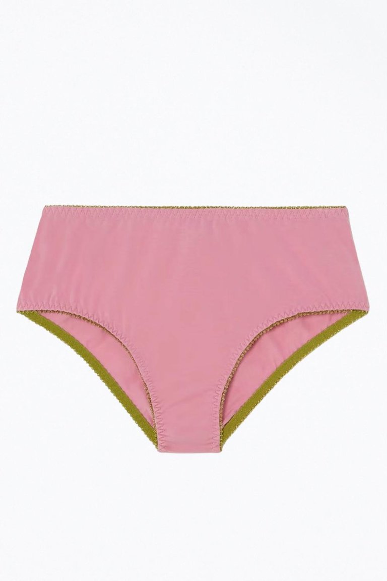 Thea Organic Cotton High Waist Knicker In Medium Pink - Medium Pink