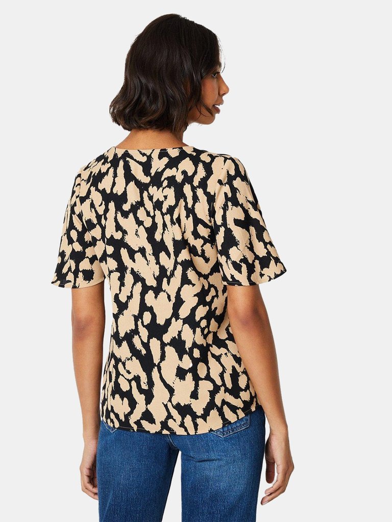 Dorothy Perkins Womens/Ladies Animal Print Button Front Blouse (Black/Beige)