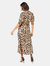 Dorothy Perkins Womens/Ladies Animal Print Shirred Cuff Midi Dress (Black/Brown)