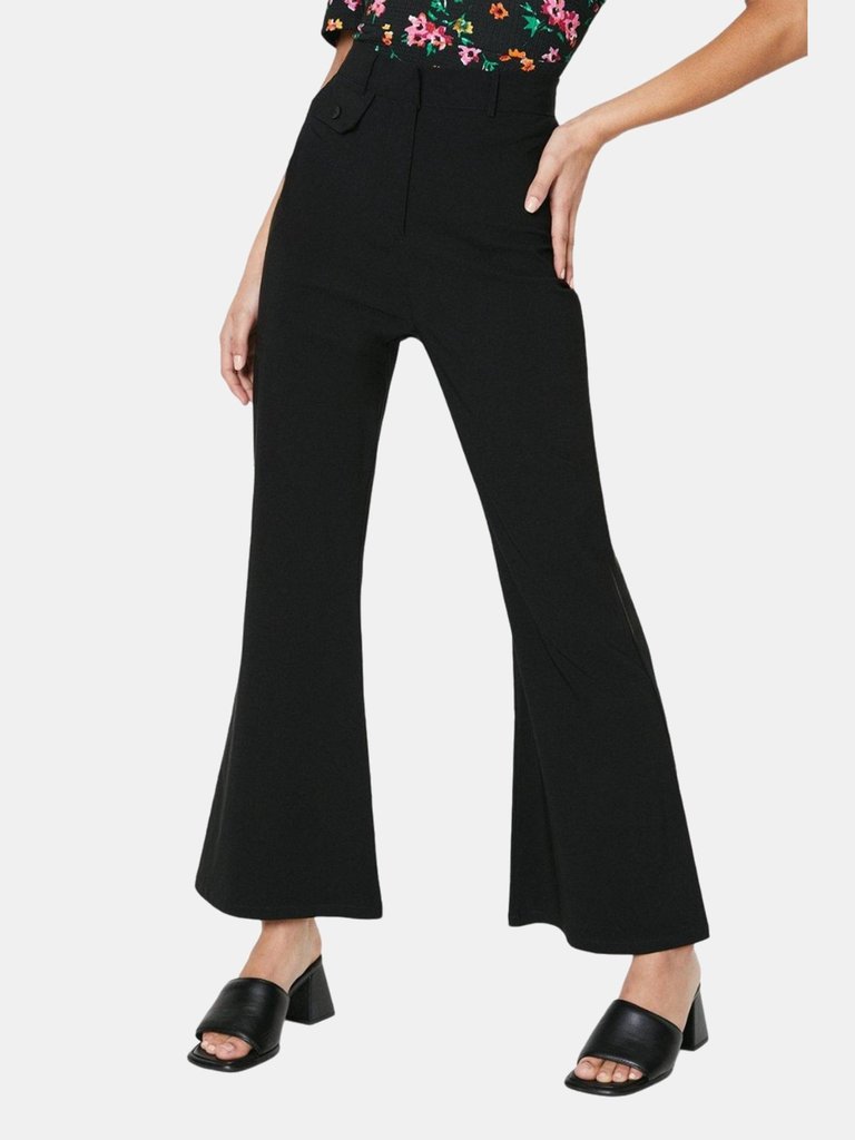 Dorothy Perkins Womens/Ladies Bengaline Button Detail Petite Pants (Black) - Black