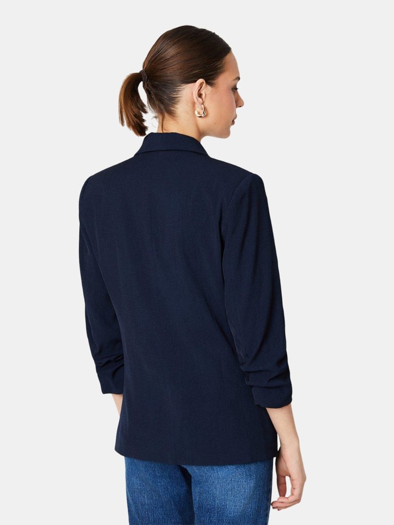 Dorothy Perkins Womens/Ladies Button Detail Ruched Blazer (Navy)