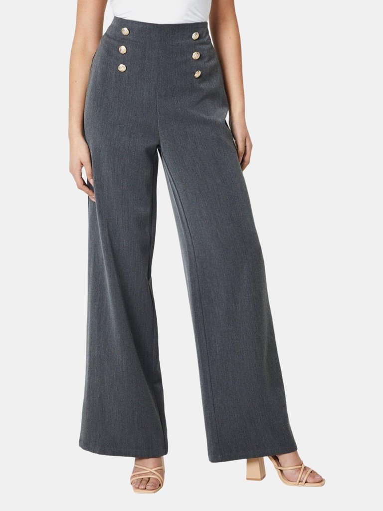 Dorothy Perkins Womens/Ladies Button Front Tall Straight Pants (Gray) - Gray