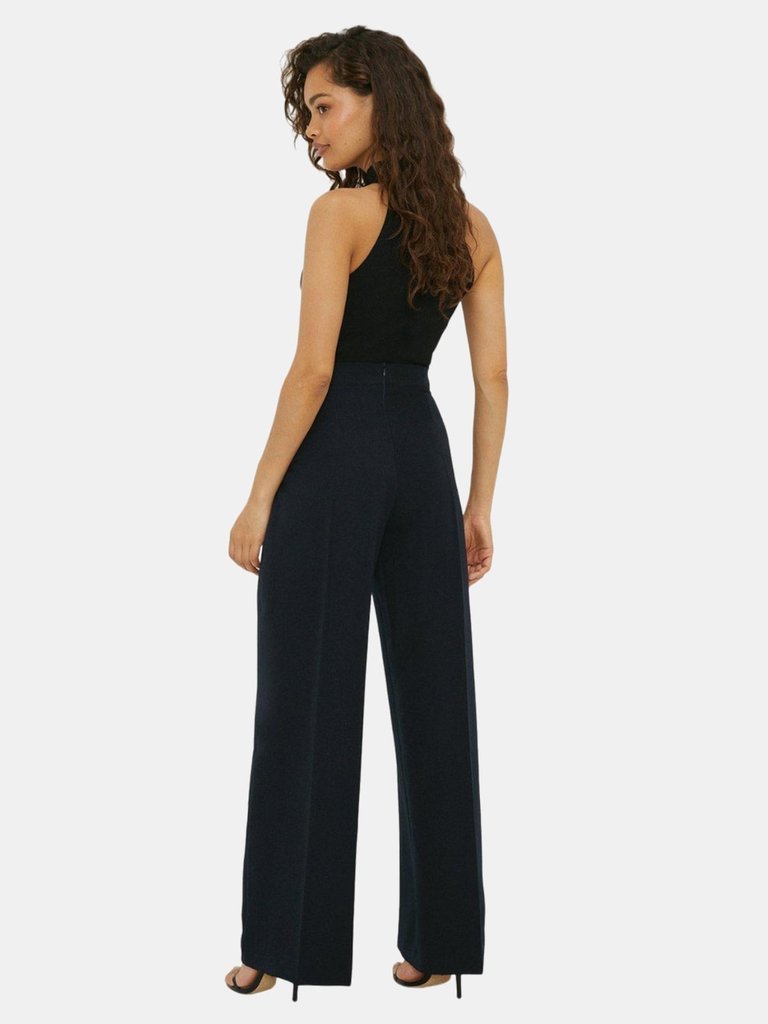 Dorothy Perkins Womens/Ladies Button Petite Wide Leg Pants (Navy)